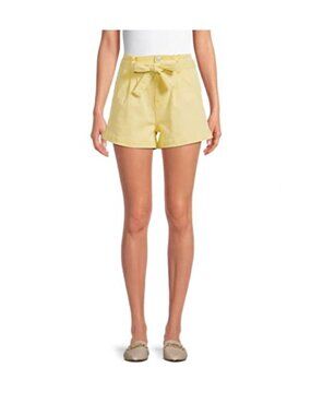 No Boundaries Junior's Yellow Paper Bag Shorts - Large